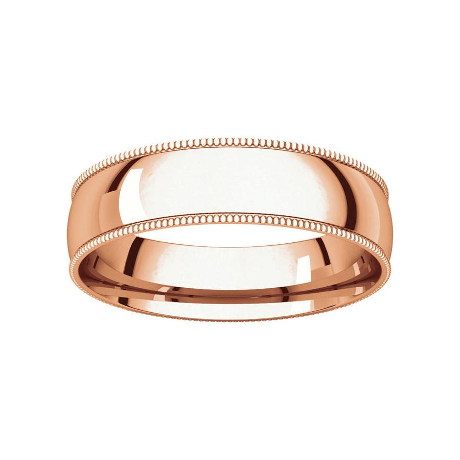 The Milgrain Dome Comfort Fit (5mm) in rose gold