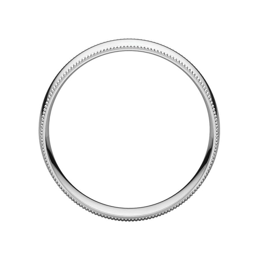 The Milgrain Dome Comfort Fit (6mm) in white gold side profile