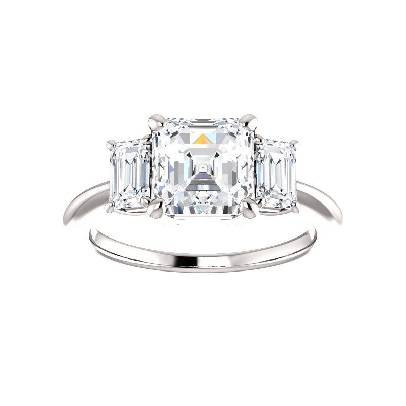 The Letitia Asscher Moissanite Engagement Ring Solitaire Setting White Gold