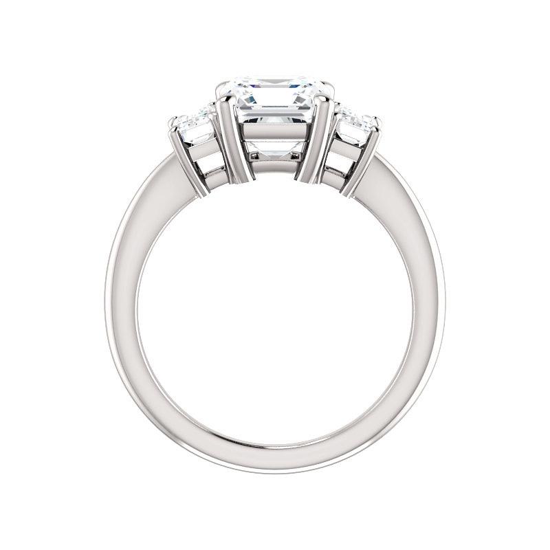 The Letitia Asscher Moissanite Engagement Ring Solitaire Setting White Gold Side Profile