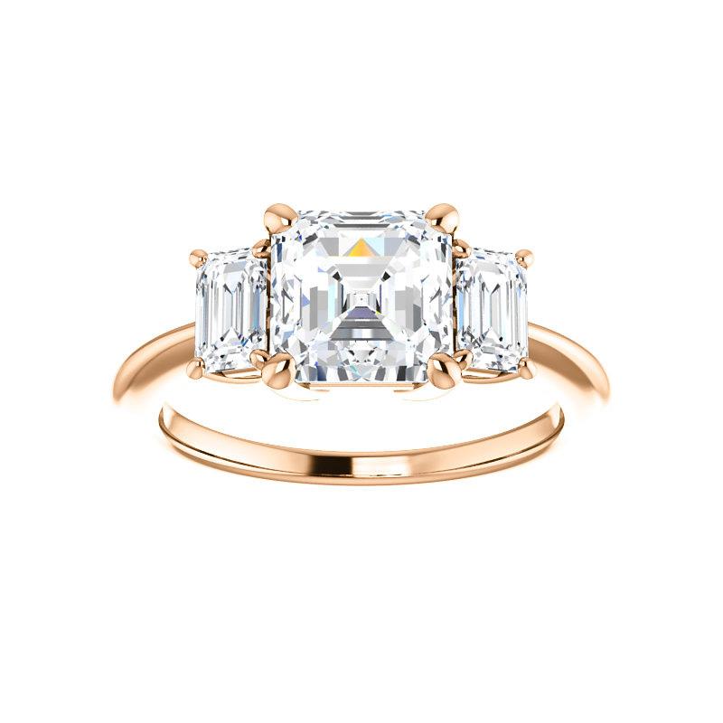 The Letitia Asscher Moissanite Engagement Ring Solitaire Setting Rose Gold