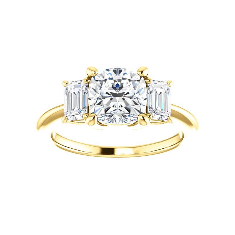 The Letitia Cushion Moissanite Engagement Ring Solitaire Setting Yellow Gold