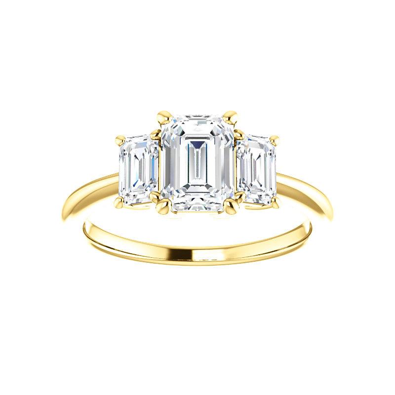 The Letitia Emerald Moissanite Engagement Ring Solitaire Setting Yellow Gold