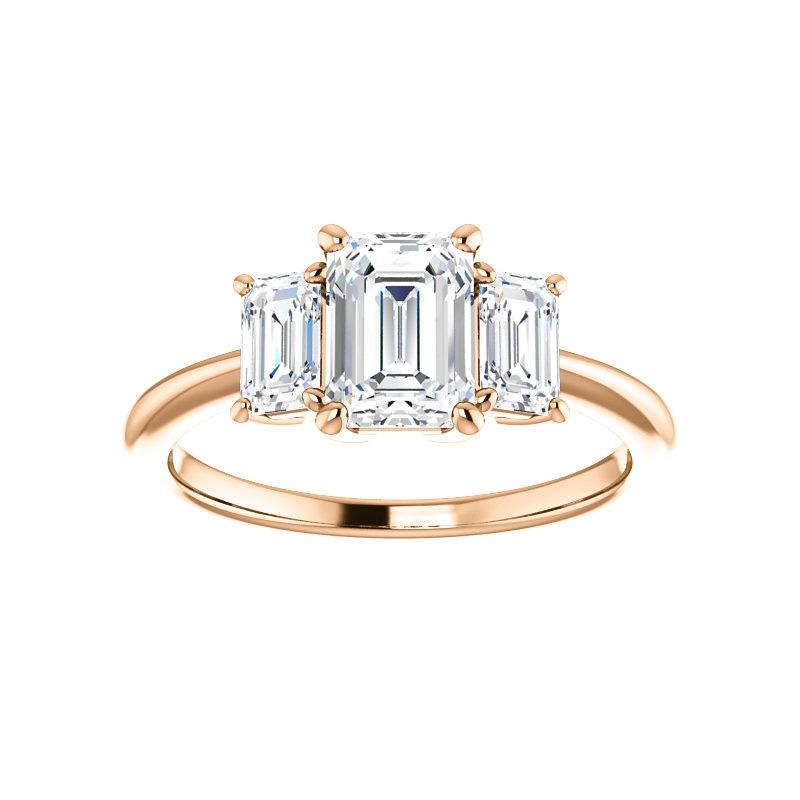 The Letitia Emerald Moissanite Engagement Ring Solitaire Setting Rose Gold