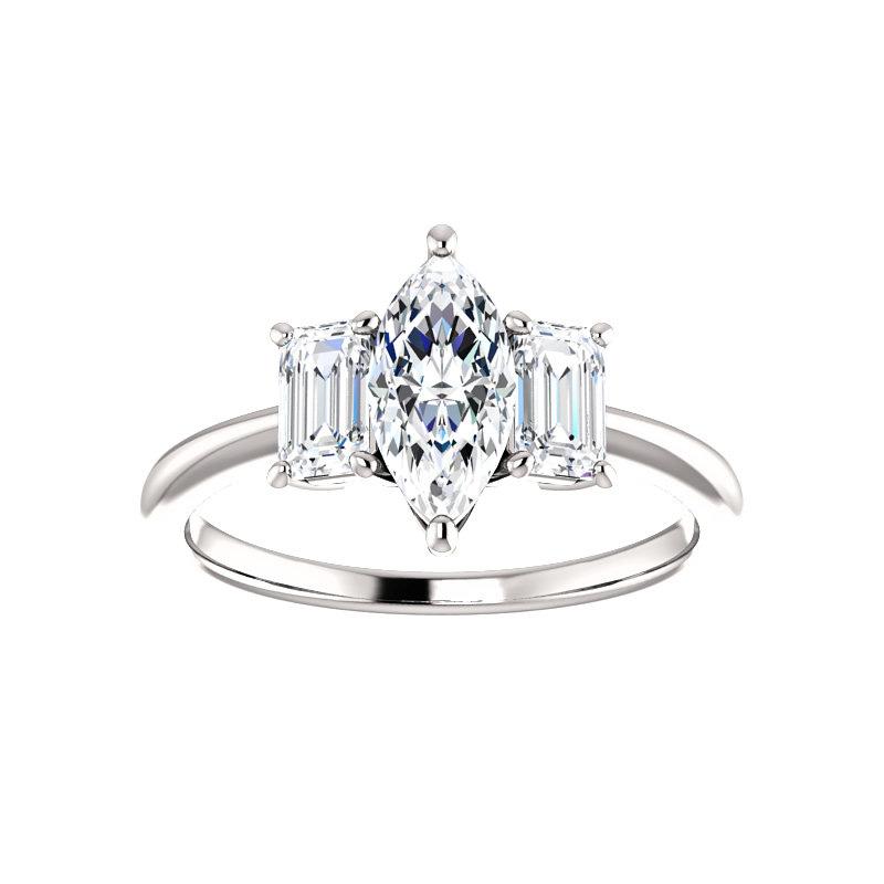 The Letitia Marquise Moissanite Engagement Ring Solitaire Setting White Gold