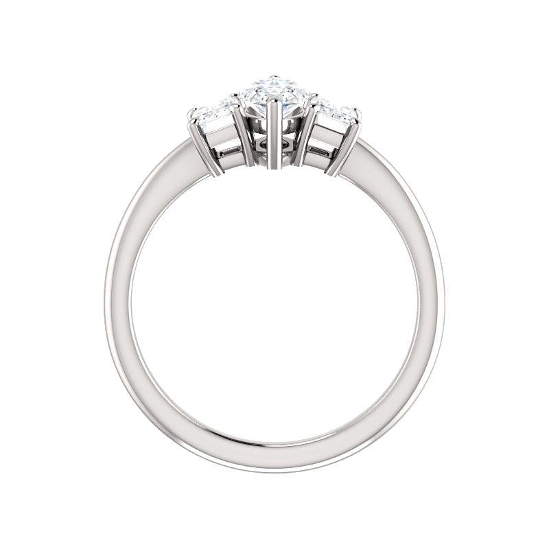 The Letitia Marquise Moissanite Engagement Ring Solitaire Setting White Gold Side Profile