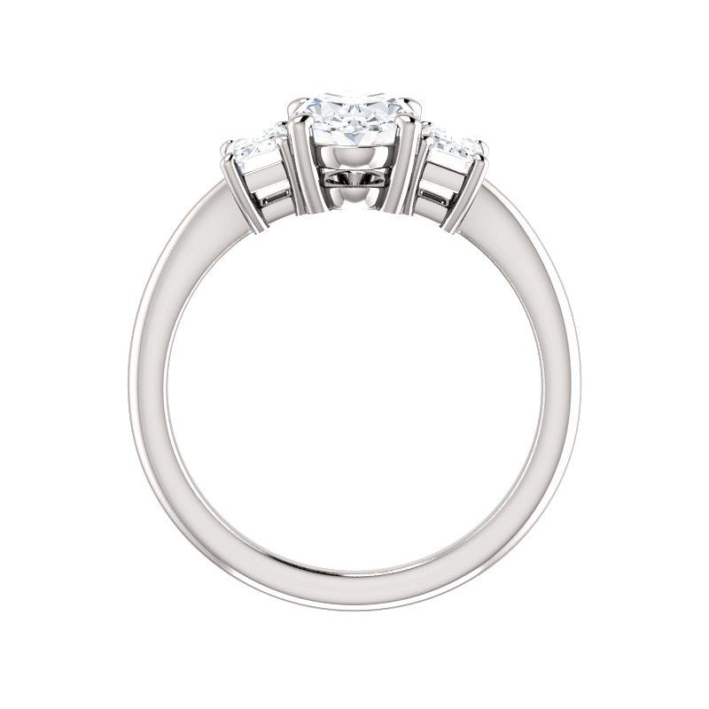 The Letitia Oval Moissanite Engagement Ring Solitaire Setting White Gold Side Profile