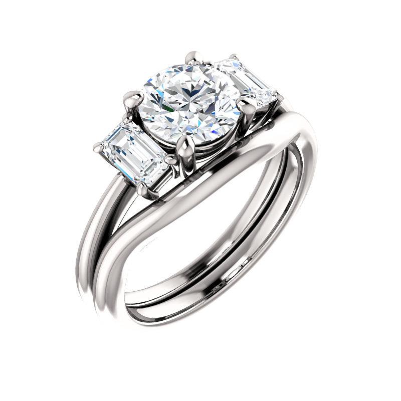 The Letitia Round Moissanite Engagement Ring Solitaire Setting White Gold With Matching Band
