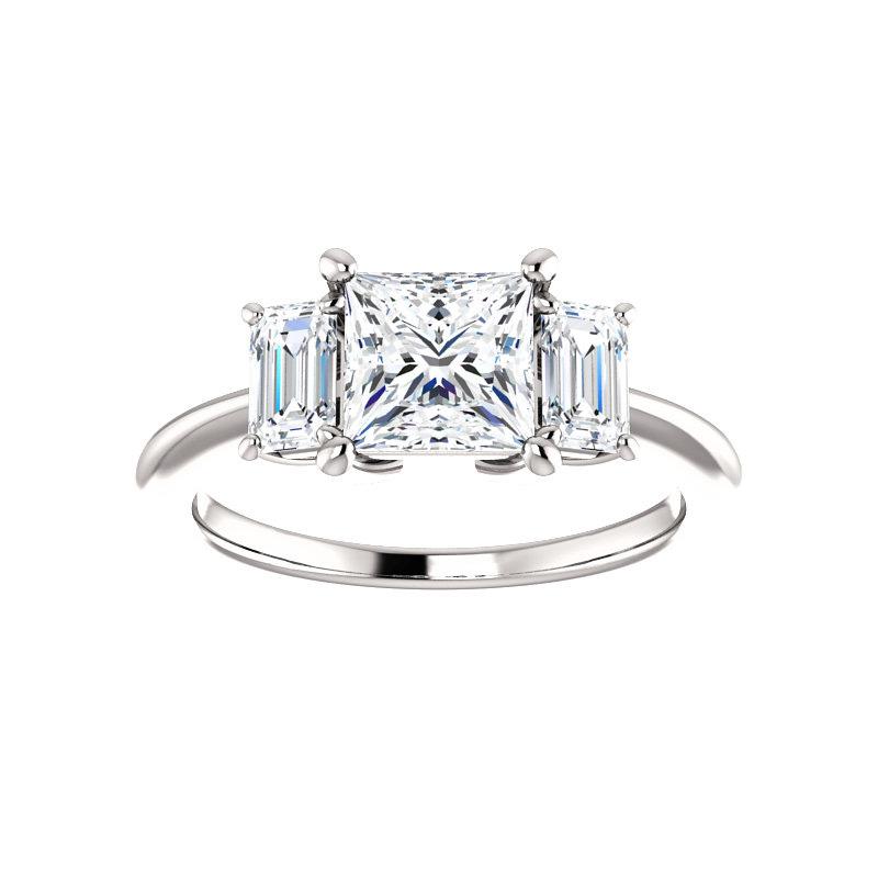 The Letitia Princess Moissanite Engagement Ring Solitaire Setting White Gold