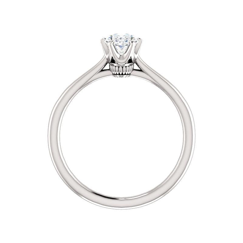 The Denice Oval Lab Diamond Engagement Ring Rope Solitaire Setting White Gold Side Profile