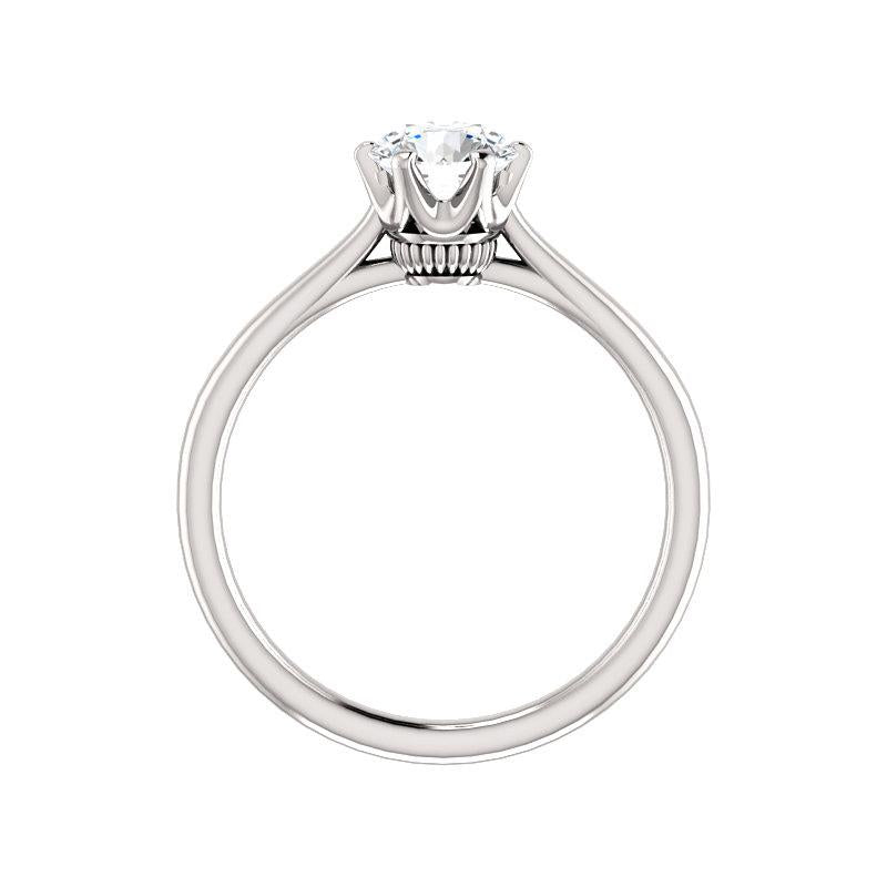 The Denice Round Moissanite Engagement Ring Rope Solitaire Setting White Gold Side Profile