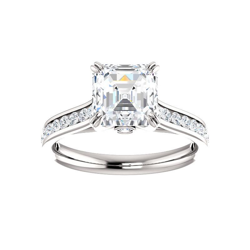 The Tracee Moissanite asscher moissanite engagement ring solitaire setting white gold