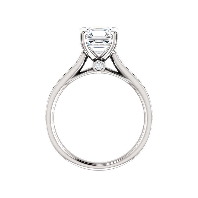 The Tracee Moissanite asscher moissanite engagement ring solitaire setting white gold side profile