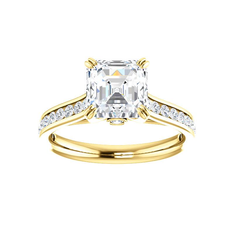 The Tracee Moissanite asscher moissanite engagement ring solitaire setting yellow gold