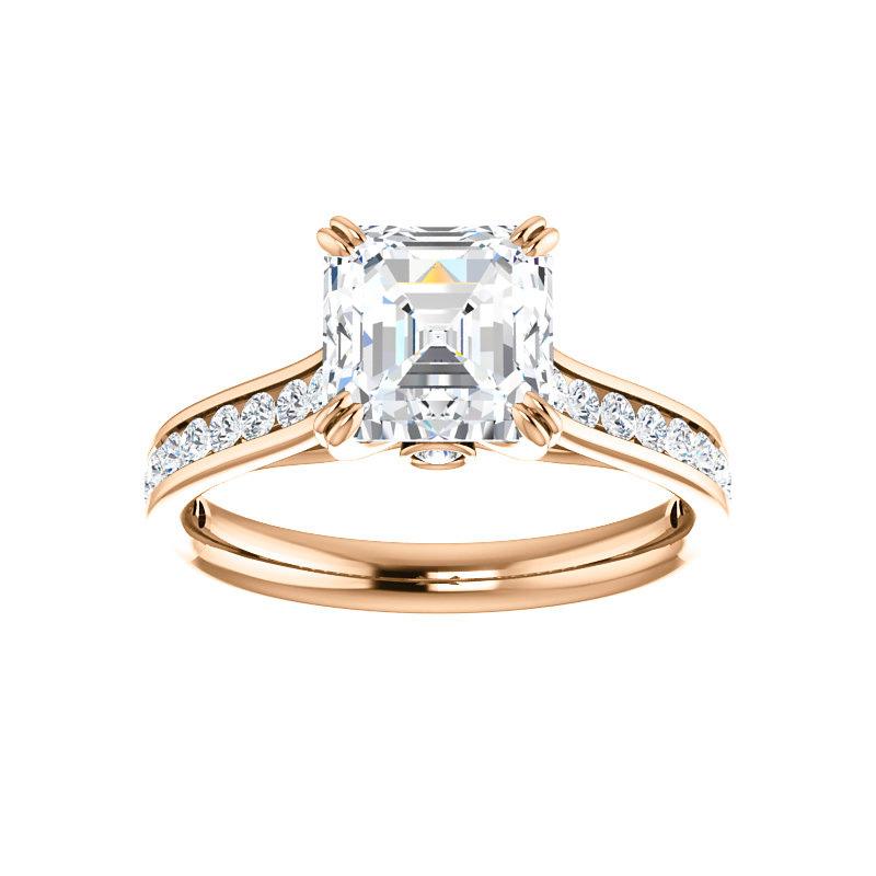 The Tracee Moissanite asscher moissanite engagement ring solitaire setting rose gold