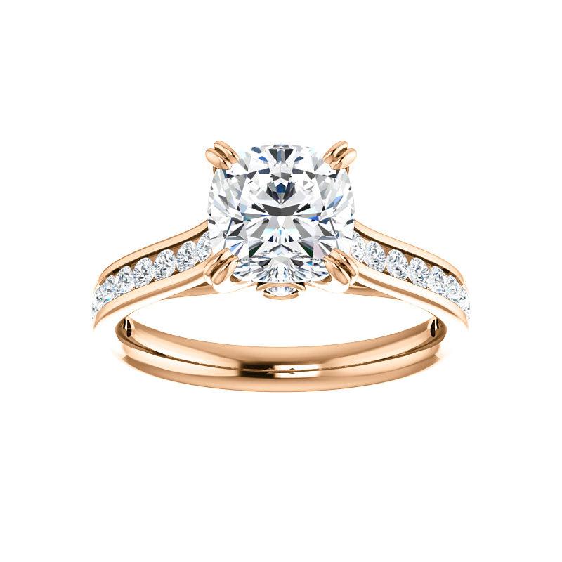 The Tracee Moissanite cushion engagement ring solitaire setting rose gold