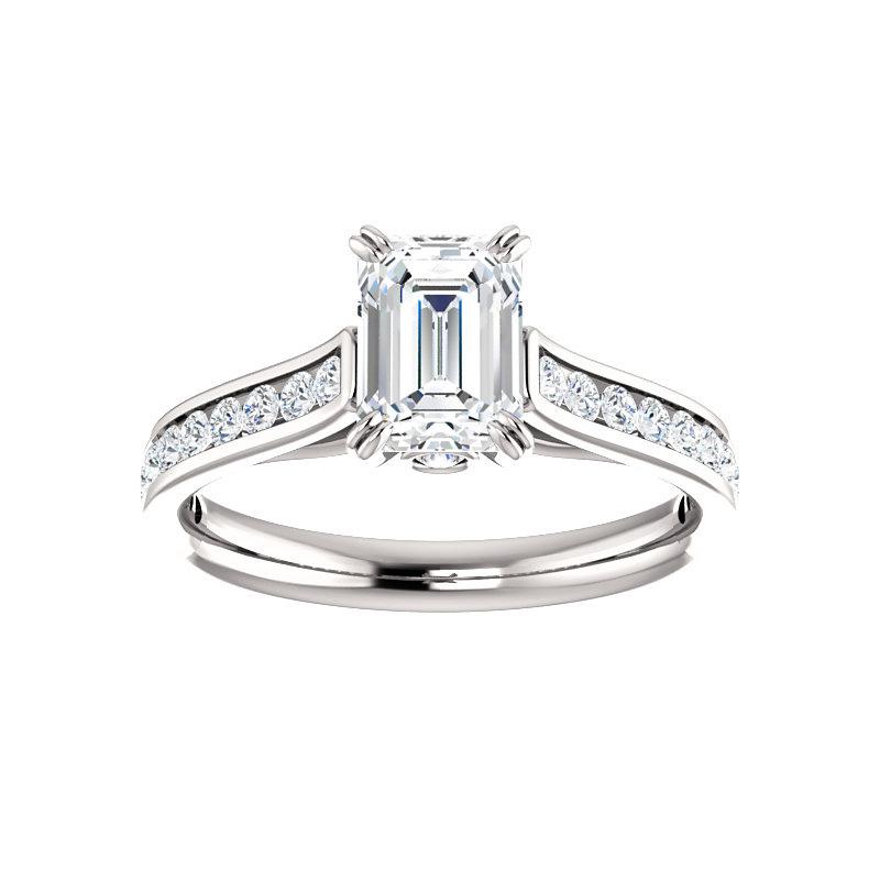 The Tracee Moissanite emerald moissanite engagement ring solitaire setting white gold