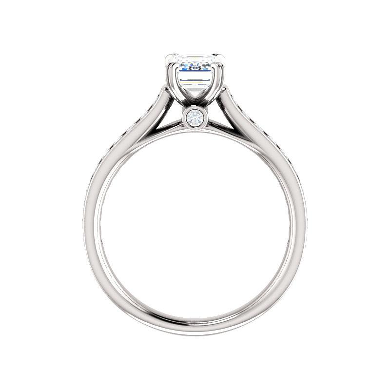 The Tracee Moissanite emerald moissanite engagement ring solitaire setting white gold side profile