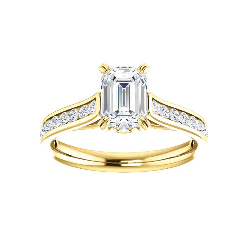 The Tracee Lab Grown Diamond emerald lab diamond engagement ring solitaire setting yellow gold