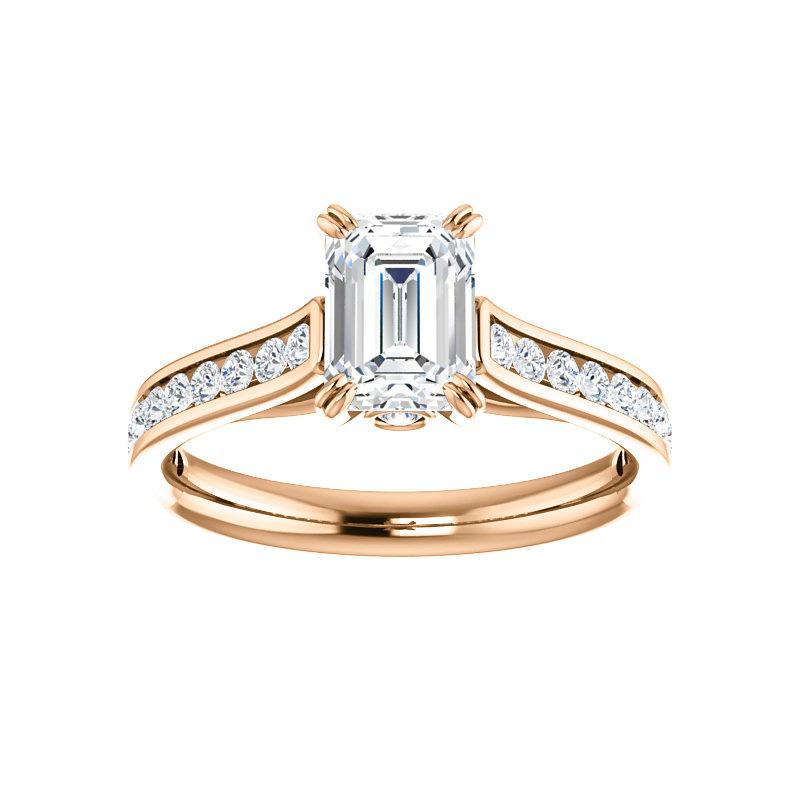 The Tracee Lab Grown Diamond emerald lab diamond engagement ring solitaire setting rose gold