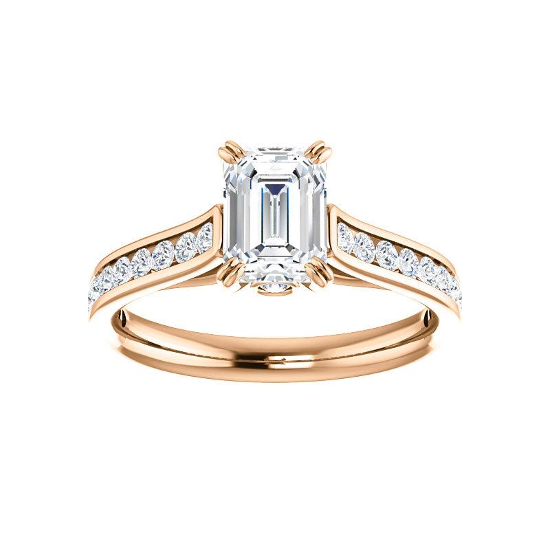 The Tracee Moissanite emerald moissanite engagement ring solitaire setting rose gold