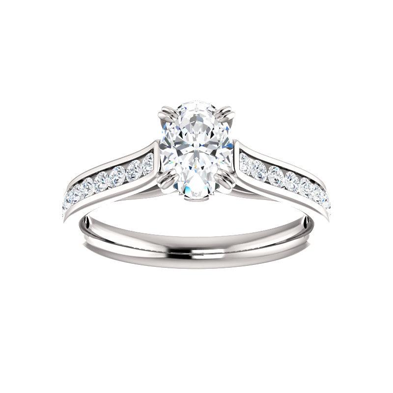 The Tracee Moissanite oval moissanite engagement ring solitaire setting white gold
