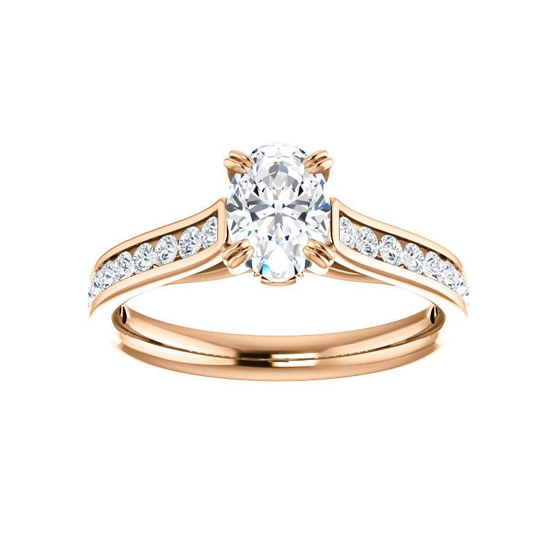 The Tracee Moissanite oval moissanite engagement ring solitaire setting rose gold