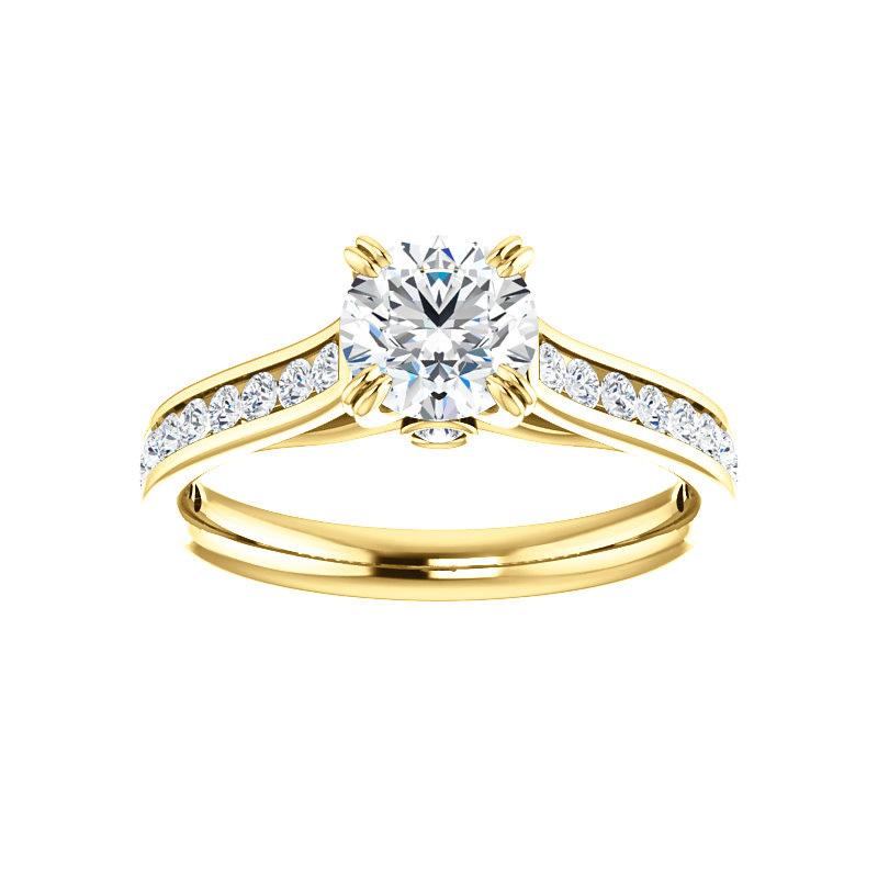 The Tracee Moissanite round moissanite engagement ring solitaire setting yellow gold