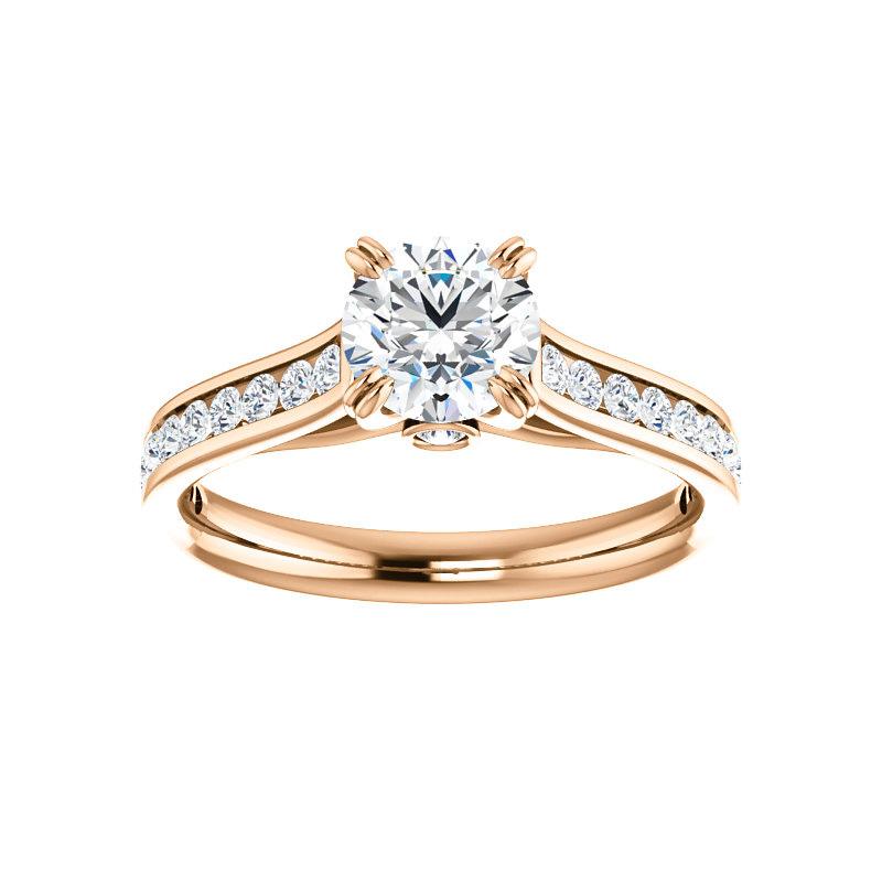 The Tracee Moissanite round moissanite engagement ring solitaire setting rose gold