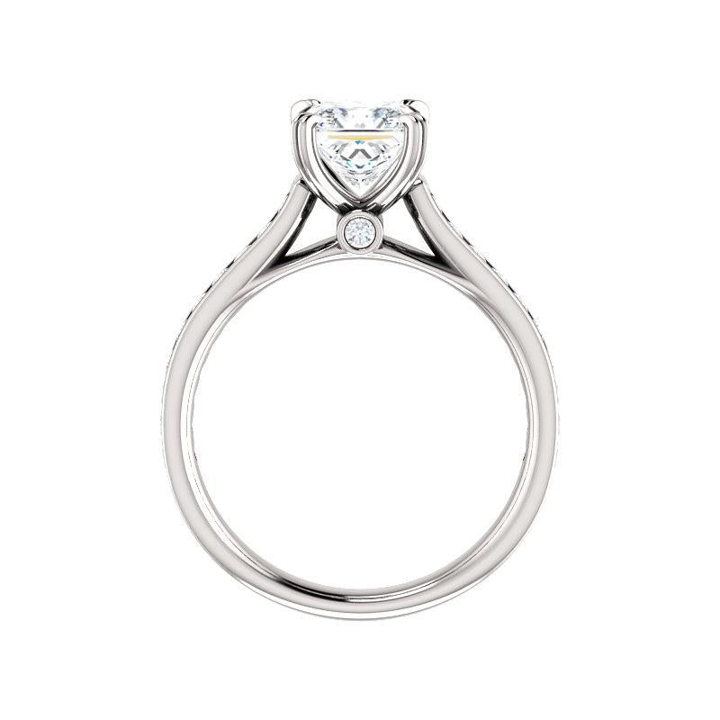 The Tracee Moissanite princess Lab Diamond Engagement Ring solitaire setting white gold side profile