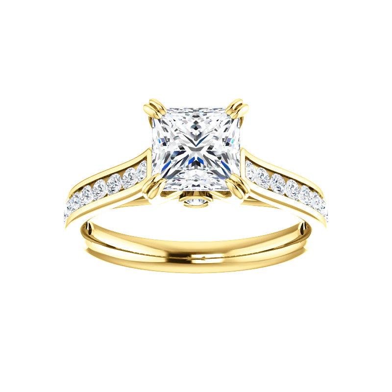 The Tracee Moissanite princess moissanite engagement ring solitaire setting yellow gold