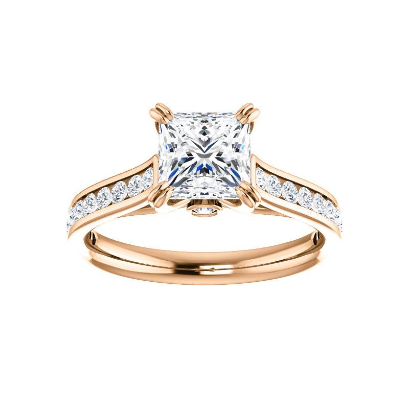 The Tracee Moissanite princess Lab Diamond Engagement Ring solitaire setting rose gold