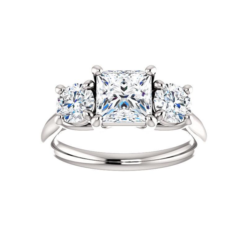 The Meghan Princess Moissanite Engagement Threestone Ring Setting White Gold