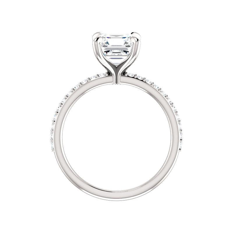 The Kathe Asscher Lab Diamond Ring Lab Diamond Engagement Ring solitaire setting white gold side profile