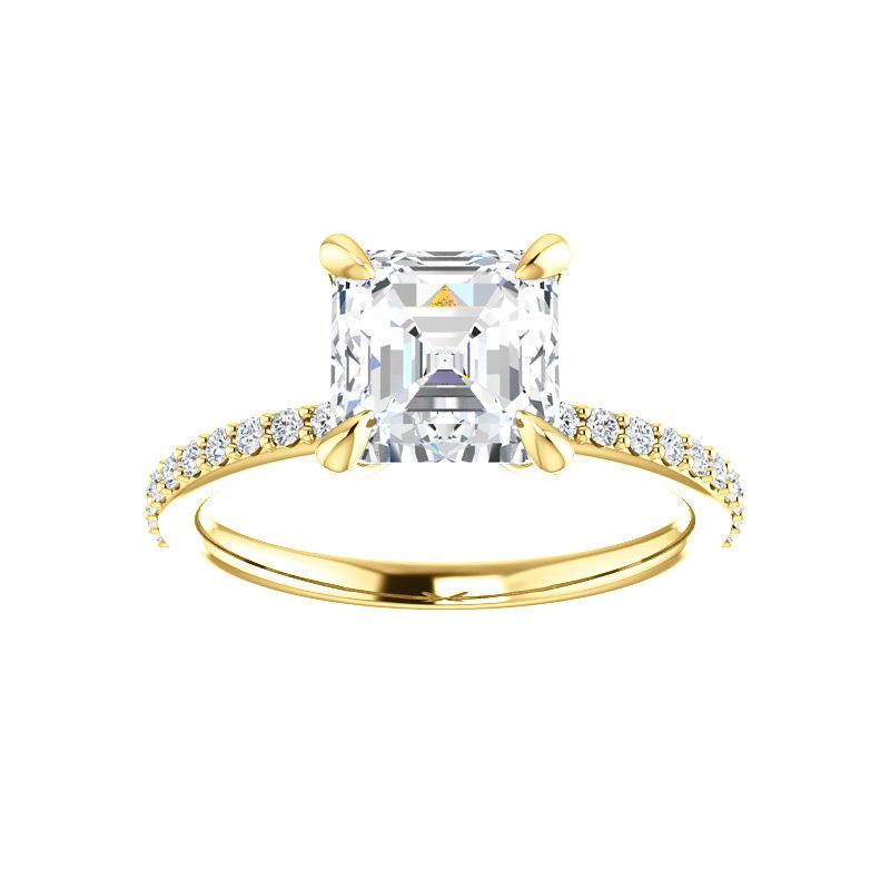 The Kathe Asscher Moissanite Ring moissanite engagement ring solitaire setting yellow gold