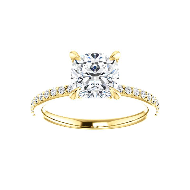 The Kathe Cushion lab diamond ring engagement ring solitaire setting yellow gold