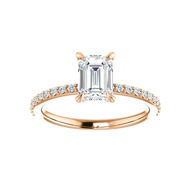 The Kathe Emerald Moissanite Ring moissanite engagement ring solitaire setting rose gold