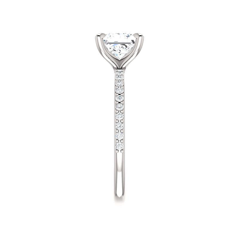 The Kathe Princess Lab Diamond Ring Lab Diamond Engagement Ring solitaire setting white gold band profile
