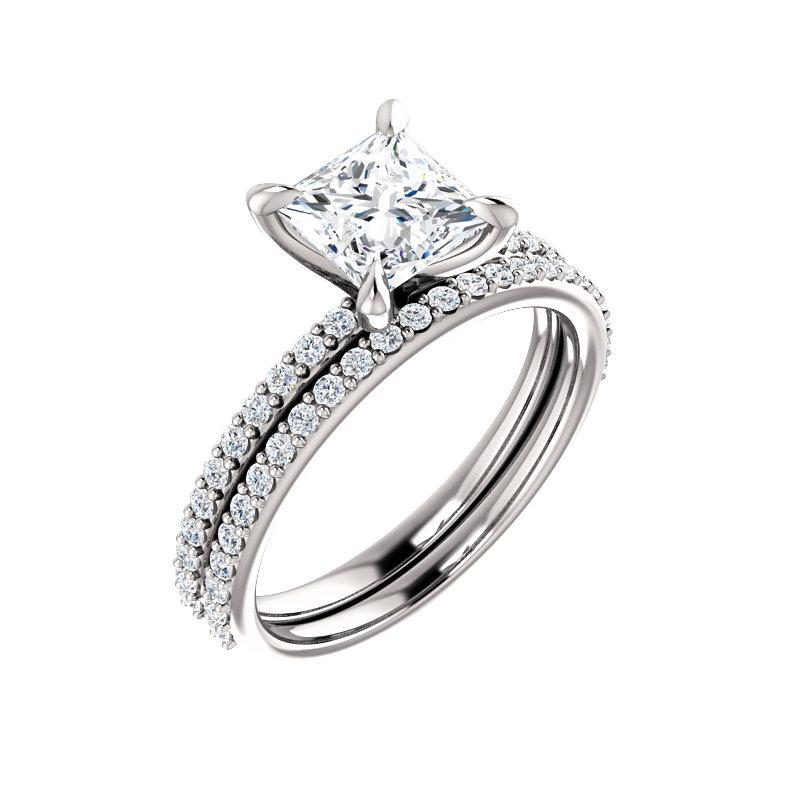 The Kathe Princess Moissanite Ring moissanite engagement ring solitaire setting white gold with matching band