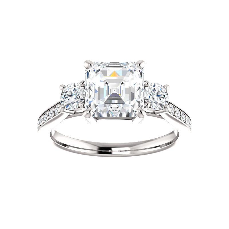 The Weston asscher moissanite engagement ring solitaire setting white gold
