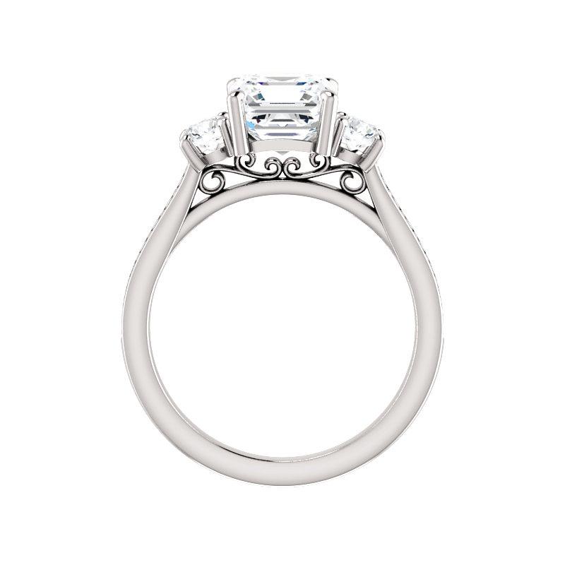 The Weston asscher moissanite engagement ring solitaire setting white gold side profile