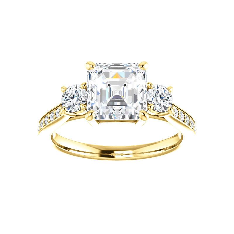 The Weston asscher moissanite engagement ring solitaire setting yellow gold