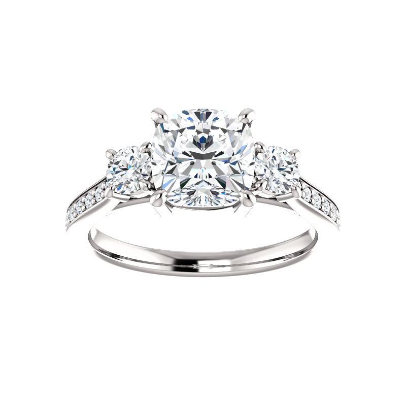 The Weston cushion moissanite engagement ring solitaire setting white gold