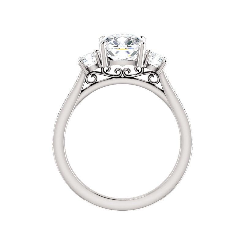 The Weston cushion moissanite engagement ring solitaire setting white gold side profile