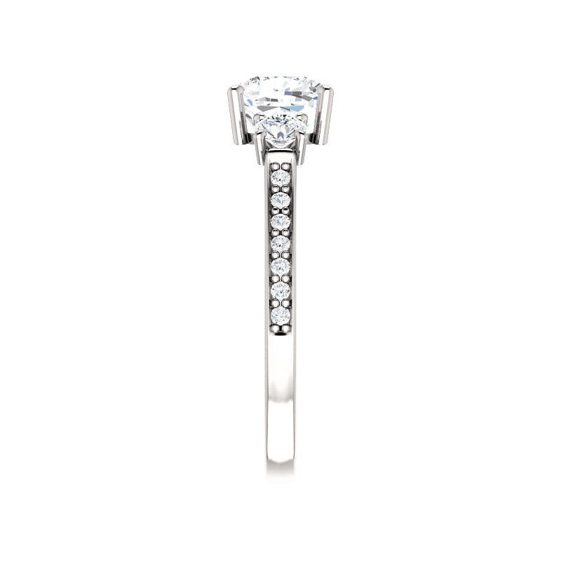 The Weston cushion moissanite engagement ring solitaire setting white gold band profile