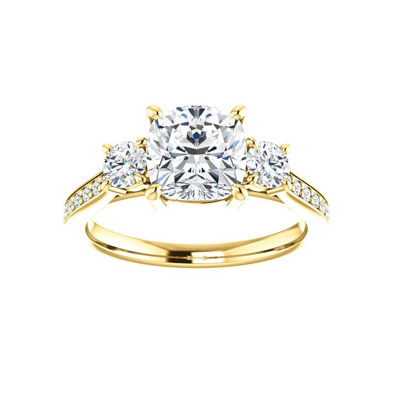 The Weston cushion moissanite engagement ring solitaire setting yellow gold