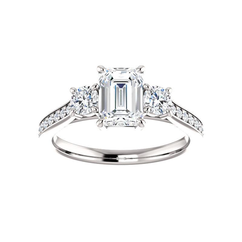 The Weston emerald moissanite engagement ring solitaire setting white gold