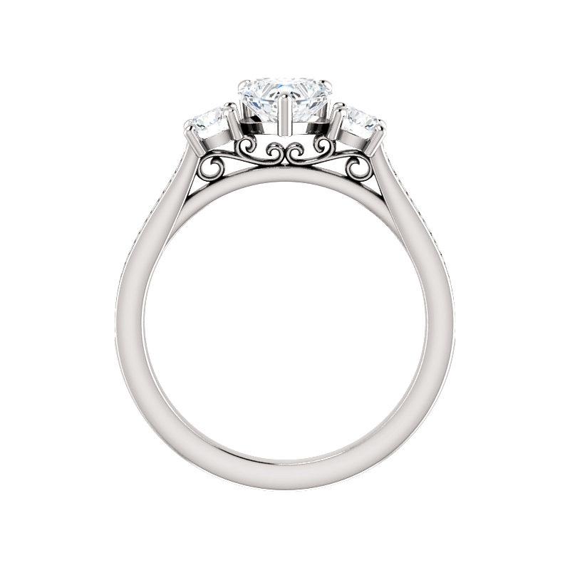 The Weston heart moissanite engagement ring solitaire setting white gold side profile