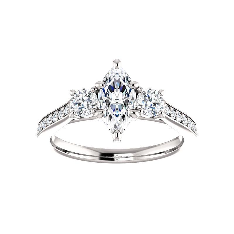 The Weston marquise moissanite engagement ring solitaire setting white gold