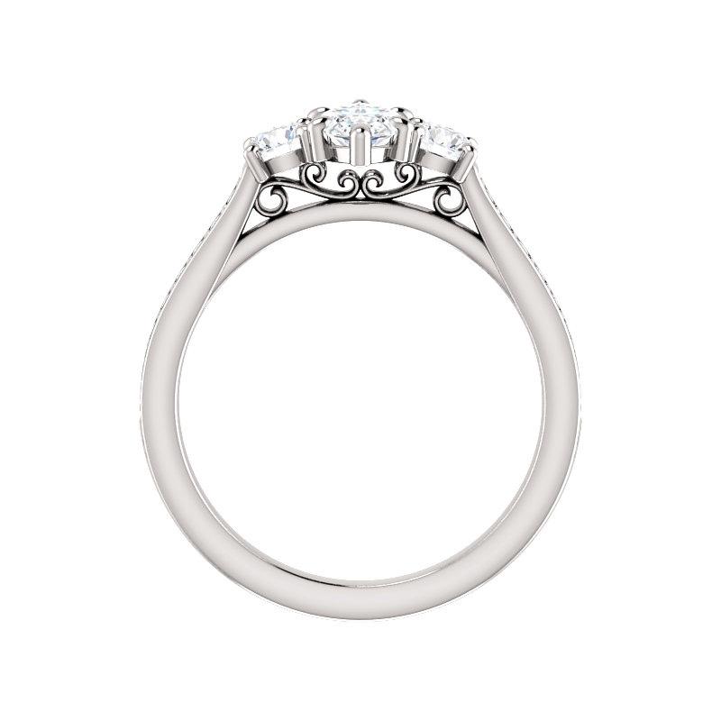 The Weston marquise moissanite engagement ring solitaire setting white gold side profile